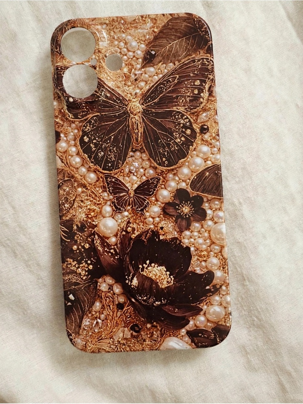 Elegant Brown & Gold Butterfly Floral Phone Case